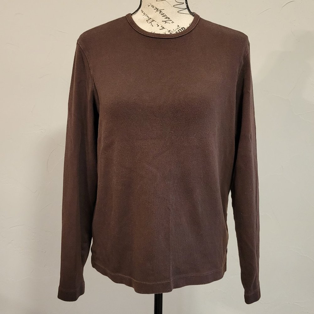 Jones New York Sport Long Sleeve Top, Size Large, Brown
